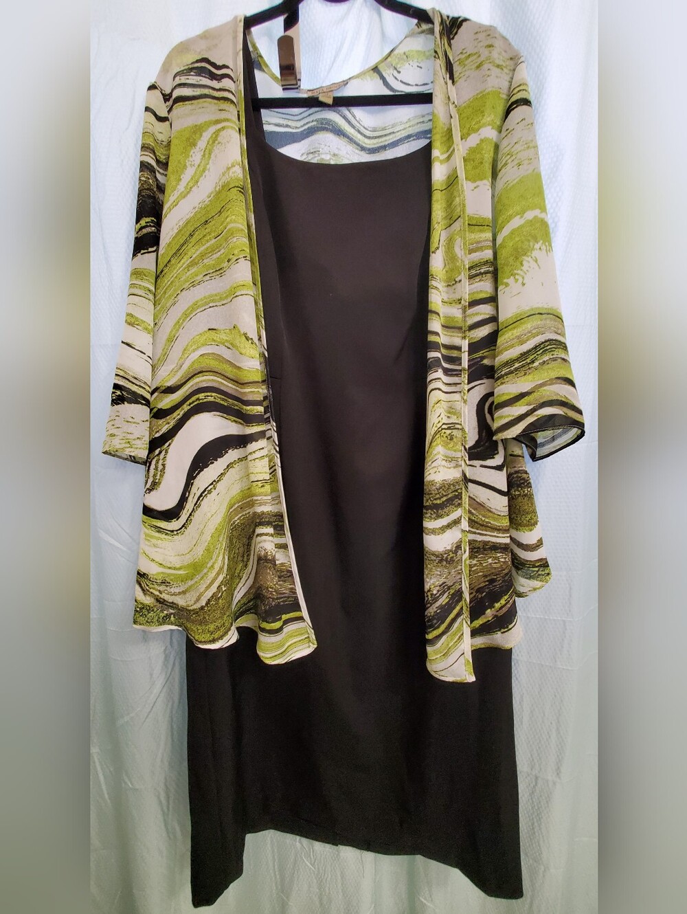 Maya Brooke Two Piece Dress In Abstract Kiwi White & Black. Size 14. LN.